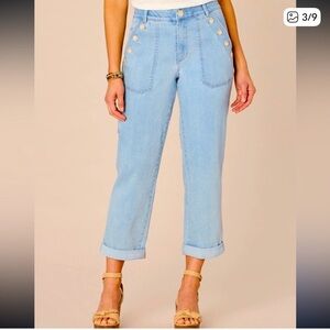 Democracy Light Wash Denim High Rise Roll Cuff Button Pockets Carpenter Jean 20W